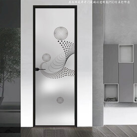 高清分层透明底平开门玻璃打印图