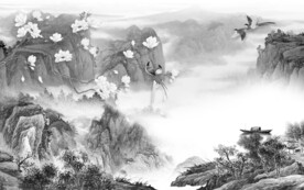 高档 最新灰山水画 TiF分层