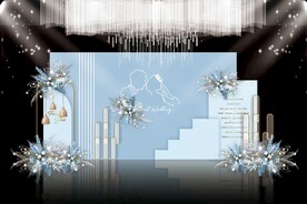 蓝色简约婚礼背景
