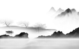 新品 清晰灰色山水 TiF分层