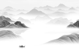 别墅 清晰灰色山水 TiF分层