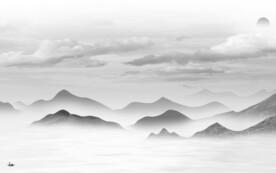 电视 中式灰山水画 Tif分层