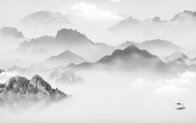 新款 中式灰山水画 Tif分层