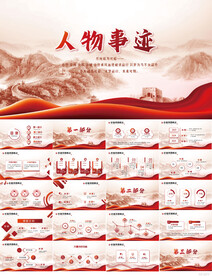 红色大气人物事迹介绍动态PPT