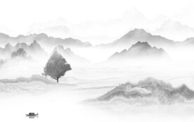 简约 高清灰色山水 TIF分层