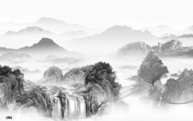 新款 灰色山水背景 TIF分层