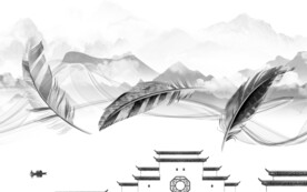 高档 灰色山水背景 TIF分层