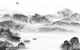 高端 灰色山水背景 TIF分层