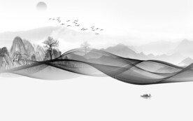 人气 灰色山水背景 TIF分层