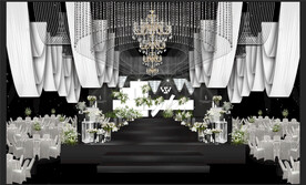 韩式白绿色婚礼效果图