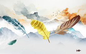 大气 意境中式山水 TIF分层