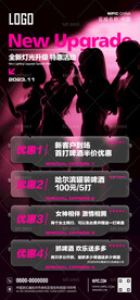 酒吧全新灯光升级优惠活动海报