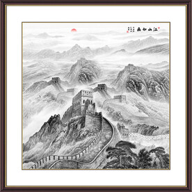 水墨国画长城