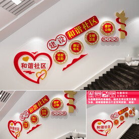 和谐社区楼道文化墙