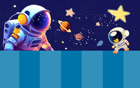 儿童房卡通星空宇航员背景墙