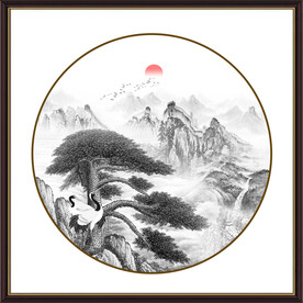 水墨迎客松