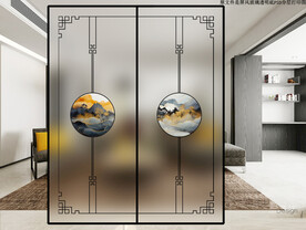 高清分层透明底推拉门玻璃打印图