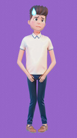 内急憋尿夹腿站立难堪的男人卡通