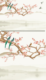 仿手绘高清花鸟