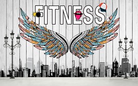 复古工装网红直播间翅膀背景墙