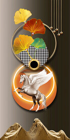 北欧植物抽象光影玄关装饰画