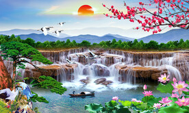 山水风景流水生财