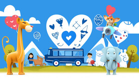 蓝色卡通儿童乐园背景