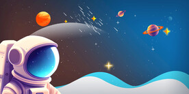 卡通宇航员星空背景墙