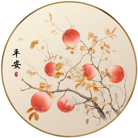 新中式高档餐厅苹果寓意装饰画