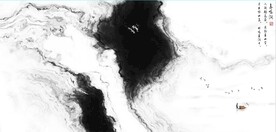 新中式抽象水墨山水风景背景墙