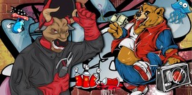 欧美风街头涂鸦餐饮酒吧背景墙