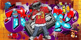 欧美风街头涂鸦餐饮酒吧背景墙