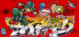 欧美风街头涂鸦餐饮酒吧背景墙