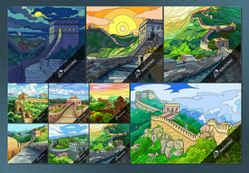 矢量彩绘长城系列