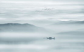 中式禅意水墨山水画背景墙