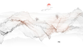 抽象意境山水画背景墙