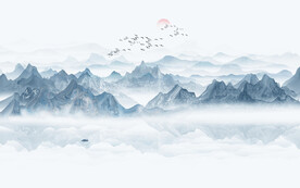 现代简约水墨山水画背景墙