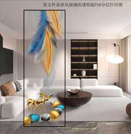 高清分层透明底屏风玻璃打印图