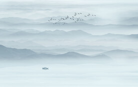 中式禅意水墨山水画背景图