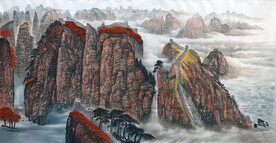 国画山水背景墙