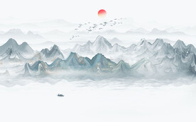 抽象水墨山水画背景墙