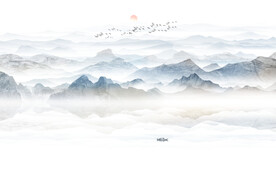 新中式山水背景墙