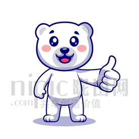 可爱卡通点赞的北极熊
