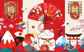 招财猫日式料理海报图片