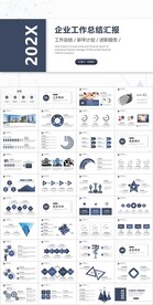 蓝色企业工作总结汇报ppt模板