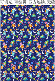 宇航员  太空图案 印花 