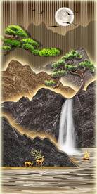 新中式格栅玄关背景