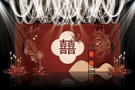 红色新中式婚礼背景