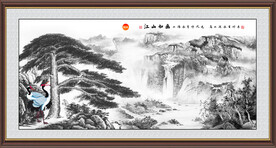 水墨黄山迎客松