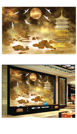 新中式背景轻奢壁画